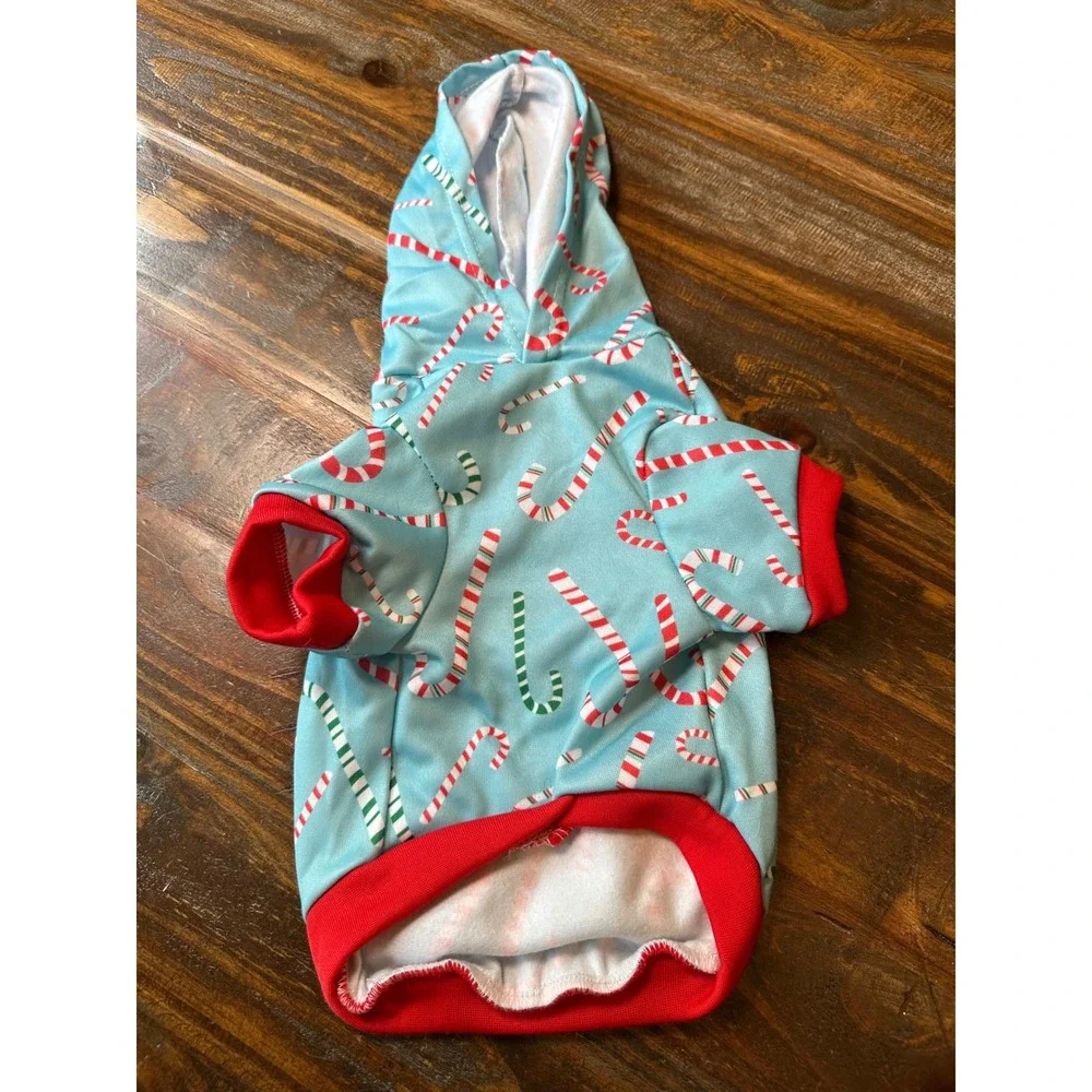 1616‎ Holdings Candy Cane Cutie Christmas Pet Hoodie Dog Fleece Hoodie Small NWT